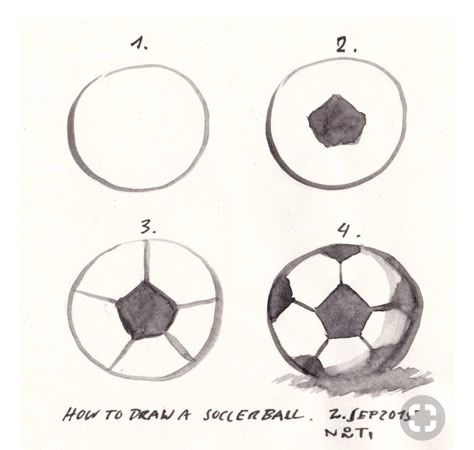 Soccer Ball Painting Easy, Soccer Ball Painted Rock, How To Draw Soccer Ball, Football Drawings Easy, Soccer Ball Drawing Easy, Painted Soccer Ball, How To Draw Football, How To Draw A Soccer Ball, Football Ball Drawing