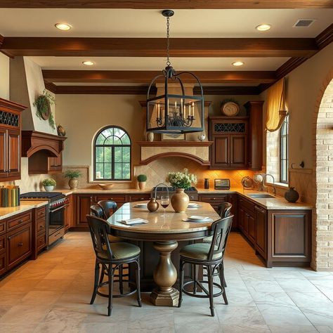 Create a warm Tuscan villa-inspired kitchen with terracotta-toned glass-front cabinets and rustic crown molding. #TuscanVilla #ItalianCharm 🍝 Rustic Crown Molding, Tuscan Farmhouse Decor, Tuscan Kitchen Design, Tuscan Farmhouse, Tuscan Kitchen, Glass Front Cabinets, Tuscan Villa, Traditional Kitchen, Crown Molding