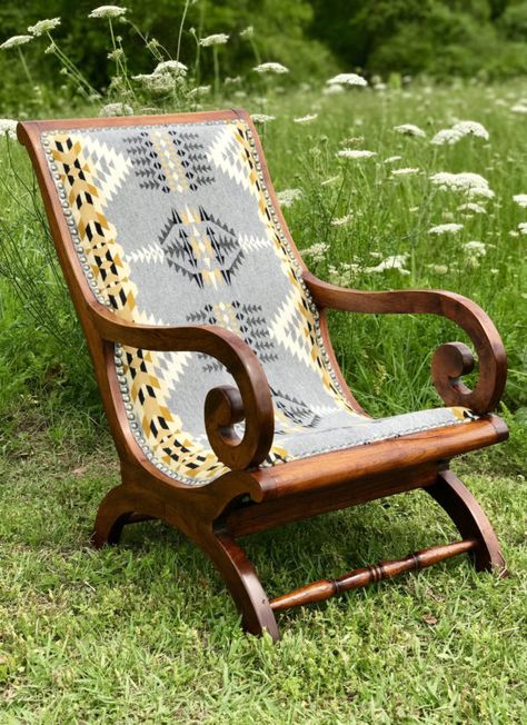 etsy chair Wool Chair, Vintage Decor Ideas, Pendleton Fabric, Vintage Reading, Reupholster Chair, Oversized Chair, Western Furniture, Luxury Chairs, Fabric Wool