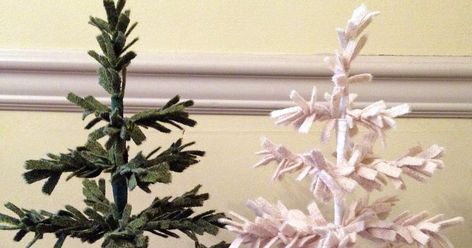 Wool Feather Tree Tutorial, Wooly Trees, Wool Feather Tree, Wool Tree, Christmas Trees White, Feather Tree, Easter Tree, Fabric Scissors, White Tree