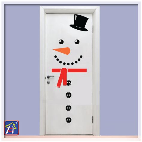 Snowman Door decor, Snowman Fridge Decal, Snowman Wall decal, Christmas Room Decor, Nursery wall decal by HappyHouseNo1 on Etsy Holiday Door Decorations, Christmas Door Decorating Contest, Christmas Classroom Door, Door Decorating Contest, Snowman Door, Diy Wall Decals, Door Sticker, Easy Christmas Decorations, Pastel Decor