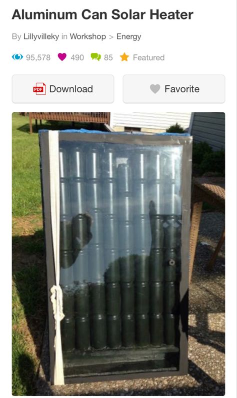 DIY solar heater with cans and step by step instructions Solar Heater Diy, Solar Thermal Collector, Shop Heater, Heating A Greenhouse, Solar Heat, Solar Heater, Solar Thermal, Aluminum Cans, Aluminum Can