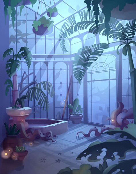 Haunted House Drawing, Spooky Background, Victorian Greenhouse, Greenhouse Interiors, Bg Design, Background Drawing, Interior Illustration, Landscape Illustration, Plant Illustration