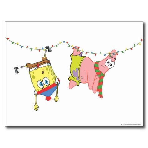 Sponge Bob  Patrick Hang On Lights Postcard Bob Sponge, Spongebob Christmas, Spongebob And Patrick, Wood Yard Art, Punk Disney, Frozen Disney Movie, Cute Christmas Wallpaper, Cute Food Drawings, Sponge Bob