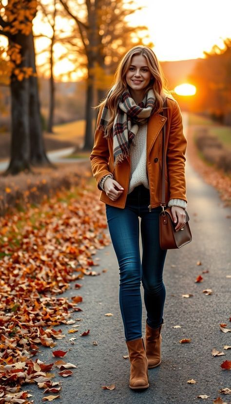 Orange Suede Jacket Outfit, Orange Jacket Outfit Winter, Orange Jacket Outfit, Aesthetic Outfits Winter, Suede Jacket Outfit, Peach Jacket, Winter Outfit Ideas For Women, Thanksgiving Style, Jacket Outfit Ideas