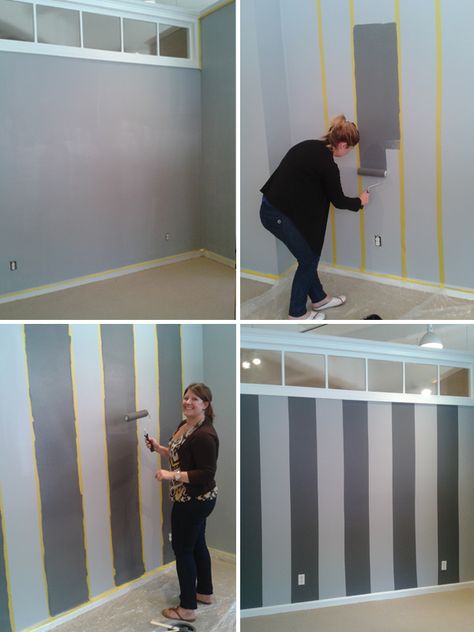 Before & After ~ Striped Wall Transformation ~ Boston Interiors Blog Striped Painted Walls, Wallpaper Ideas Living Room, Striped Walls Bedroom, Wall Paper Interior, Wall Transformation, Painting Stripes On Walls, Paint Walls, Boston Interiors, Stripe Wall