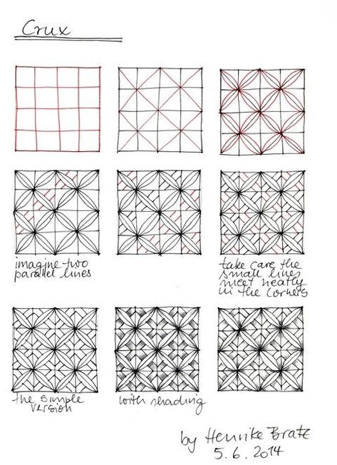 Easy Zentangle Patterns, Graph Paper Designs, Zen Doodle Patterns, Zentangle Tutorial, Graph Paper Drawings, Zentangle Artwork, Tangle Pattern, Tangle Doodle, Zen Doodle Art