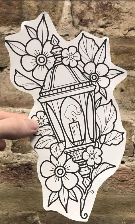 Traditional Tattoo Outline, Traditional Tattoo Stencils, Traditional Tattoo Drawings, Lantern Tattoo, Traditional Tattoo Sleeve, Tattoo Zeichnungen, Tattoo Practice, Old School Tattoo Designs, Traditional Tattoo Design