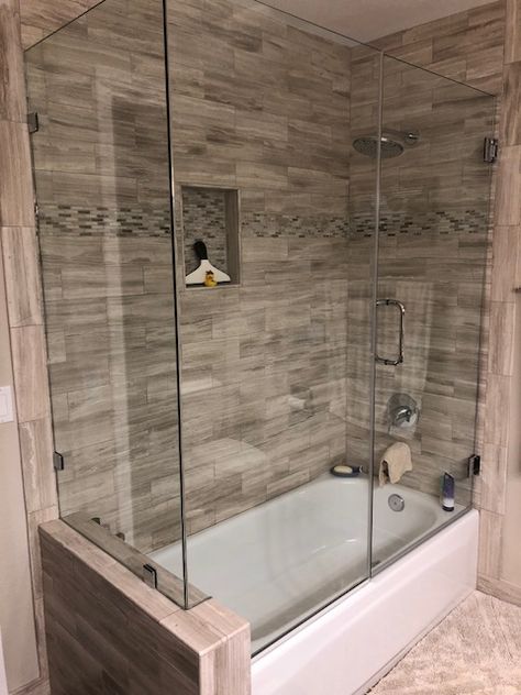 Sliding Tub Enclosures - Rocklin Glass & Mirror, Inc. Rocklin Glass & Mirror, Inc. Glass Tub Enclosure, Tub Enclosures, Grab Bars In Bathroom, Tile Layout, Timeless Bathroom, Tub Shower Doors, Furniture Details Design, Bathroom Tub, Dc Metro