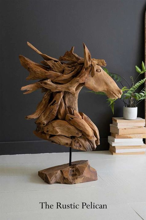 All Page 2 - The Rustic Pelican Barnwood Crafts Sculptures & Statues, Barn Wood Crafts Sculptures & Statues, Horse Head Sculpture, Sculpture Table, Natural Teak Wood, Head Sculpture, Horse Sculpture, Farmhouse Lighting, Wooden Sculpture