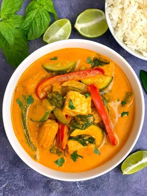 Insta Pot Curry Recipes, Thai Red Curry Cod, Instant Pot Curry Vegetarian, Instant Pot Thai Soup, Red Curry Instant Pot, Instant Pot Thai Curry, Red Curry Tofu, Instant Pot Thai, Instant Pot Vegetarian