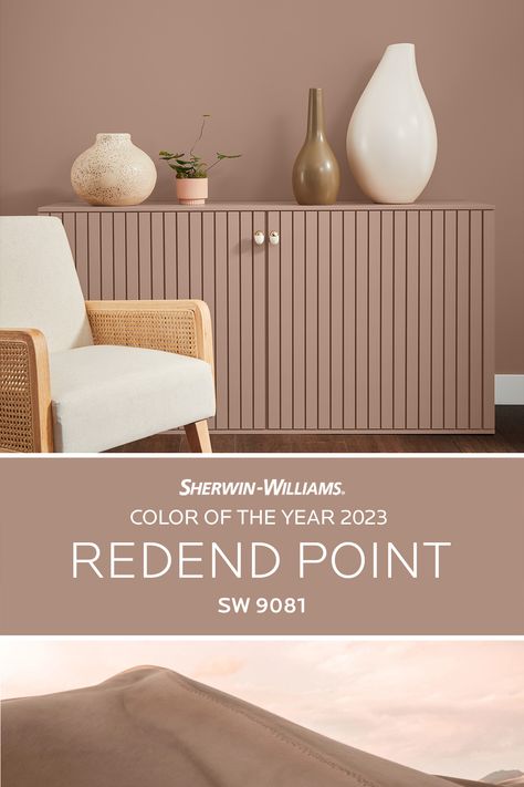 Inspired by connection, the Sherwin-Williams 2023 Color of the Year, Redend Point SW 9081, is a perfect color choice for accent walls. Tap this pin to order a removable peel & stick sample. #SWColoroftheYear #sherwinwilliams #diy #diypainting #livingroom #paint #painting #interiordesign #decor Redend Point Furniture, Redend Point Sw 9081, Sw 9081, Redend Point, Coordinating Paint Colors, Paint Trends, Trending Paint Colors, Sherwin Williams Colors, 2023 Color