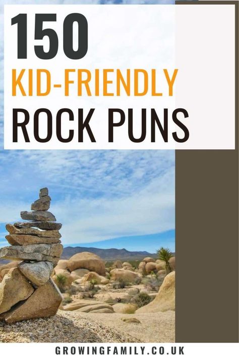 150 best rock puns and rock jokes to make you laugh - Growing Family Funny Rock Sayings, Rock Quotes Inspirational, Funny Painted Rock Sayings, Rock Puns Funny, Rock Jokes, Quotes About Rocks, Rock Collector Quotes, Rock Puns, You Rock Meme