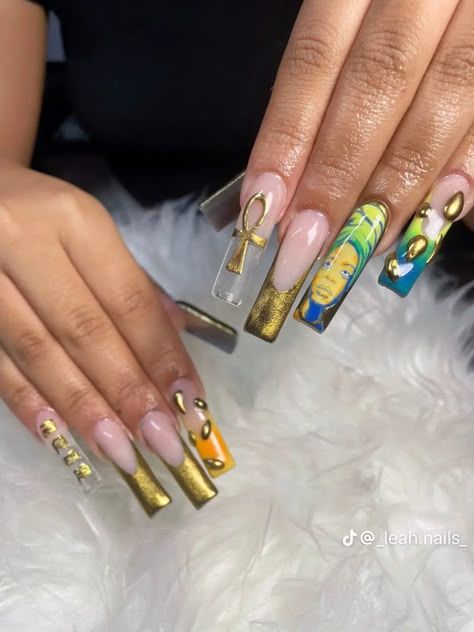 Grabbers Nails, Aesthetic Skate, French Manicure Acrylic Nails, Erykah Badu, Inspired Nails, Dope Nail Designs, Y2k Nails, Long Square Acrylic Nails, Gem Nails