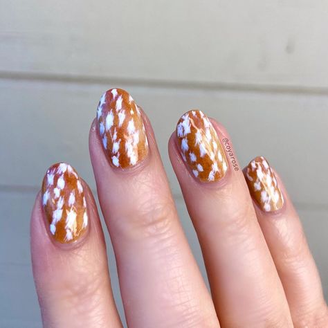 Fawn Print Nails, Deer Print Nails, Baylee Core, Fawn Nails, Deer Nails, Cheetah Nails, Hold Hands, Polka Dot Nails, Short Nails Art