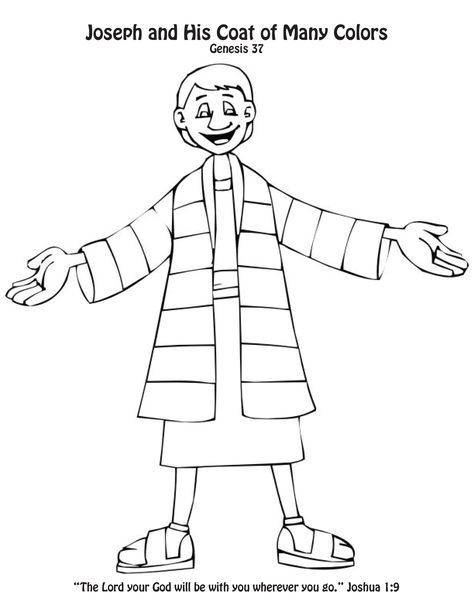 Joseph's coat of many colors craft/coloring page. Toddlers glued colored pieces of tissue paper to his coat. Joseph's Coat Of Many Colors Craft, Doc Mcstuffins Coloring Pages, Bible Education, Joseph Coat, Joseph's Coat, New Year Coloring Pages, Josephs Coat, Kindergarten Coloring Pages, Bible Story Crafts