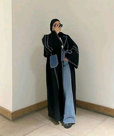 Black Abaya Outfit, Hijabi Fashion Abayas, Abaya Fits, Modest Winter Outfits, Stylish Outfits Casual, Modest Casual Outfits, Mode Turban, Modest Fashion Hijab, Muslim Outfits Casual