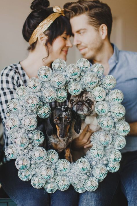 Disco Ball Wreath Diy Disco Ball, Natural Holiday Decor, Disco Birthday Party, Disco Decorations, Elsie Larson, Ball Wreath, Kitsch Christmas, Porch Railing, A Beautiful Mess