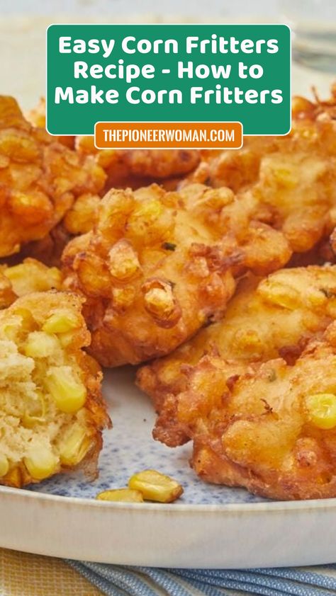 This corn fritters recipe is quick, easy, and delightfully yummy. It's the perfect way to use up fresh summer corn, but you can use canned or frozen corn too. Bisquick Corn Fritters Recipe, Bisquick Corn Fritters, Can Corn Recipe, Creamed Corn Fritters Recipe, Corn Fritters Recipe Easy, Cream Corn Fritters, Frozen Corn Recipes, Cornbread Fritters, Best Corn Recipe