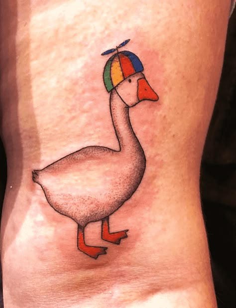 Goose Tattoo Design Images (Goose Ink Design Ideas) Cartoon Goose Tattoo, Goose Tatoos, Funny Goose Tattoo, Goose Tattoo Traditional, Silly Goose Tattoo, Goose Tattoos, Silly Tattoos, Skin Doodles, Goose Tattoo