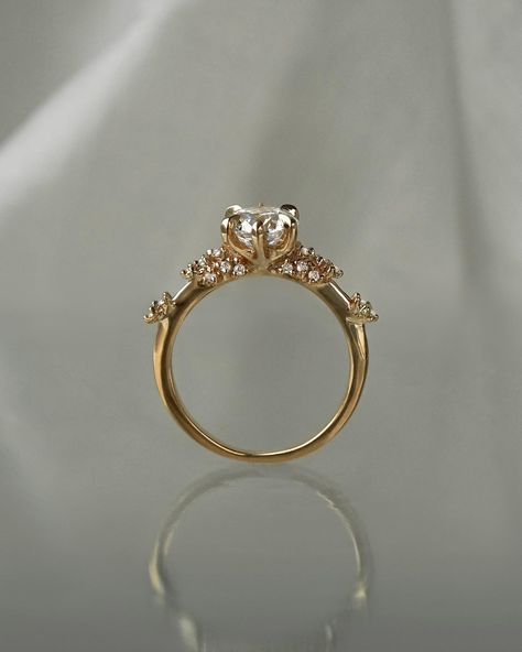 Delicate diamond dew strung on hand spun gold✨ Ethereal silhouettes and fairy-sized details of a few recent bespoke diamond engagement rings — explore our online Bespoke Page to learn more! Fairy Engagement Ring Gold, Fairy Engagement Rings, Fairy Engagement Ring, Laurie Fleming, Engagements Rings, Elven Ring, Fairy Ring, Ring Inspiration, Dream Engagement