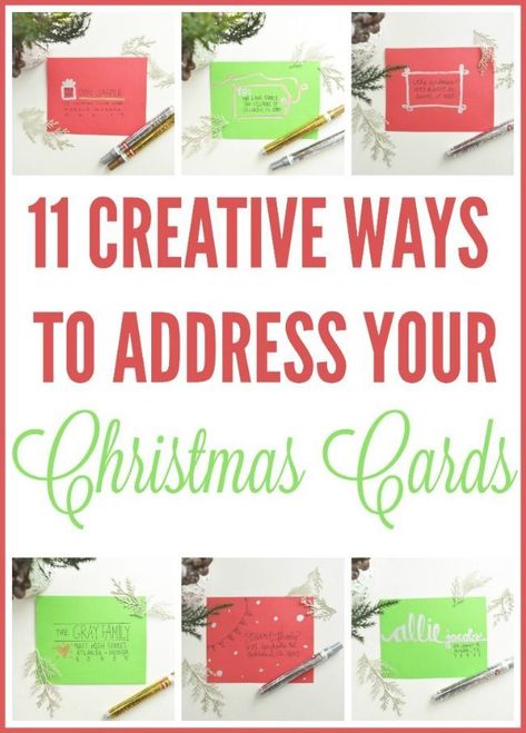 11 Creative Ways To Address Christmas Cards on ablissfulnest.com Creative Addressing Envelopes, Ways To Address Christmas Cards, Christmas Envelope Art, Beautiful Envelopes, Addressing Christmas Cards, Handwritten Christmas, Hand Lettering Envelopes, Address Envelopes, Christmas Card Envelopes