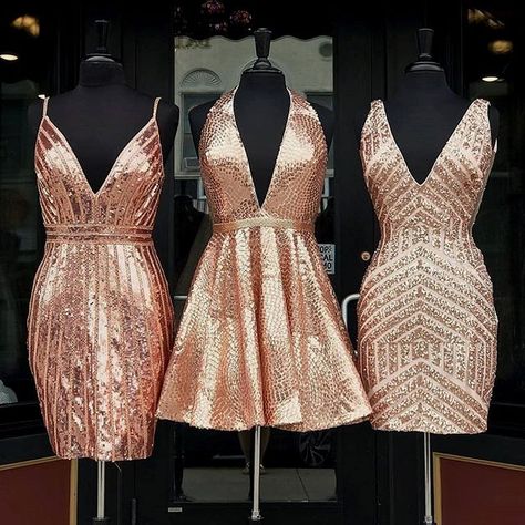 Rose Gold Outfits, Crystal Dresses, Dress Glamour, Sequin Homecoming Dress, Cocktail Dress Prom, Dresses Cocktail, Hoco Dresses, Dress Party, Fancy Dresses