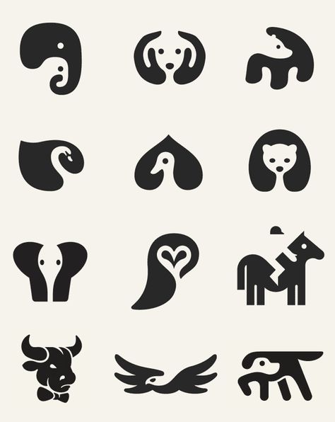 Negative Space Animal Icons by George Bokhua Animal Icon Design, Symbol Ideas, Logo Animal, Space Animals, Art Challenges, Inspiration Logo Design, Logo Minimal, Desain Editorial, Elements And Principles