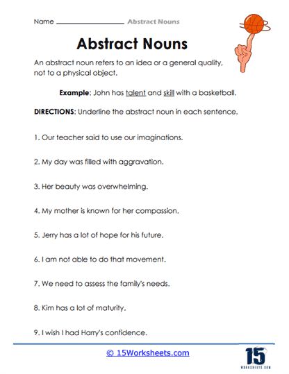 Abstract Noun Worksheet Grade 3, Abstract Noun Worksheet For Class 4, Abstract Nouns Worksheet Grade 5, Abstract Nouns Worksheet, Collective Nouns Activities, Concrete And Abstract Nouns, Concrete Nouns, Suffixes Worksheets, Nouns Activities