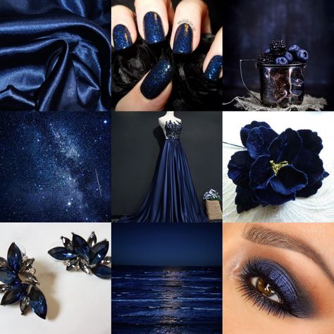 Bluish Black Aesthetic, Navy Blue Glitter Dresses, Navy Blue Princess Aesthetic, Dark Blue Accessories Aesthetic, Dark Blue Dresses Aesthetic, Royalty Blue Aesthetic, Midnight Blue And Black Wedding, Midnight Blue Outfit Aesthetic, Blue Midnight Aesthetic