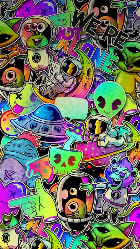 free wallpapers 4K astronauts, ufo, words, bright, art for mobile and desktop Graffiti Art Wallpaper, Colorful Graffiti, Newspaper Art, Color Wallpaper Iphone, Collage Wallpaper, Bright Art, Cloud Art, Graphic Design Fonts, Hd Background