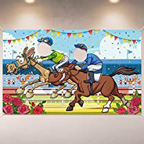 Check this out! Kentucky Derby Decorations, Horse Racing Party, Derby Party Decorations, Horse Background, Festival Banner, Racing Party, Derby Horse, Run For The Roses, Outdoor Baby Shower