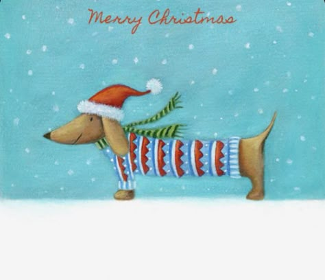 Dog Christmas Card, Dachshund Art, Wiener Dogs, Advocate Art, Dachshund Christmas, Puppy Gifts, Dachshund Lovers, Weiner Dogs, Images Vintage