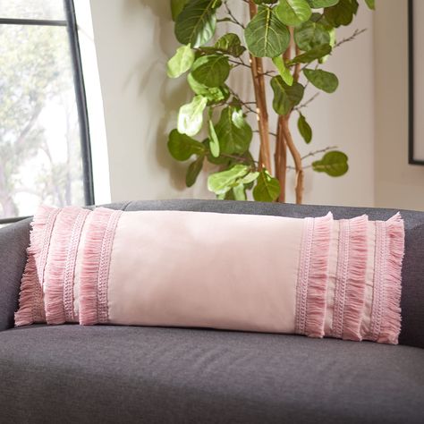 PRICES MAY VARY. Cotton Add decorative flair to the sofa, bed, club chair, bench or settee with this Safavieh accent pillow Features playful layered rows of braided fringe in a soft pink color Made from 100% soft cotton with a polyfill insert and discreet zipper closure for easy cleaning Rectangular pillow measures 12" high x 36" wide Safavieh has been a trusted brand in home furnishings for over 100 years, providing quality craftsmanship and unmatched style; Begin your rug and furniture search Braided Fringe, Pink Throw Pillows, Cozy Living Spaces, Pillow Pink, Rectangle Pillow, Soft Pink Color, Throw Pillows Bed, Pink Pillows, Accent Throw Pillows