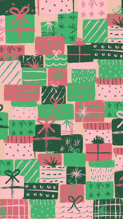 Pink And Green Christmas Wallpaper, Pink And Green Christmas Aesthetic, Pink And Red Christmas Wallpaper, Christmas Present Wallpaper, Pink Christmas Wallpaper, Canva Backgrounds, Pink And Green Christmas, Christmas Widgets, Lush Christmas