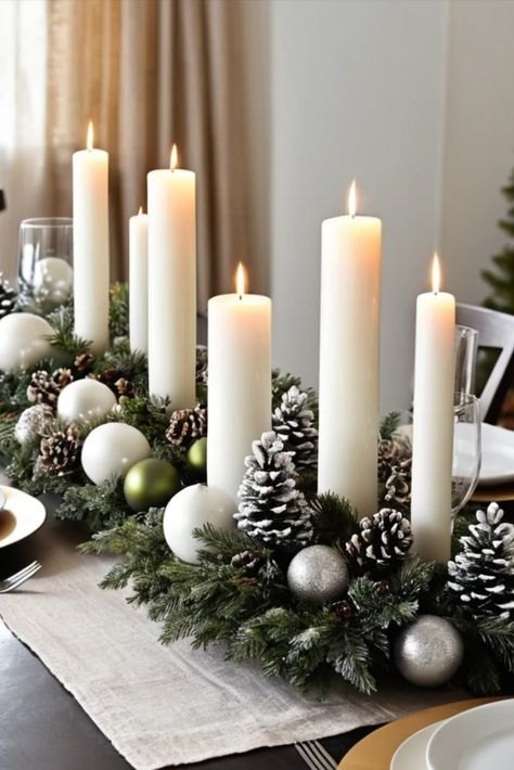 Elevate your holiday table with these contemporary centerpiece designs. Find inspiration for creating eye-catching focal points that blend festivity with modern style. Modern Christmas Table Centerpieces, Modern Christmas Table, Christmas Table Centrepiece, Classy Christmas Decor, Chirstmas Decor, Christmas Table Centerpieces, Classy Christmas, Chic Holiday, Table Centrepiece