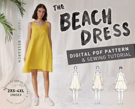 BEACH DRESS Indie Sewing Pattern for Women Beginner Friendly - Etsy New Zealand Sundress With Sleeves, Indie Dresses, Tunic Dresses, Pattern Hack, Clothes Sewing, Indie Sewing Patterns, Sewing Projects For Beginners, Easy Sewing Projects, Pdf Sewing Patterns