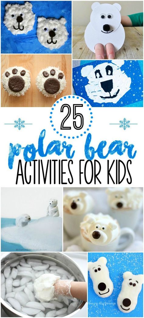 25 Polar Bear Activities for Kids. Crafts, snacks, and learning activities for preschool and kindergarten. Bear Activities For Kids, Polar Bear Activities, Polar Bears Preschool, Polar Animals Preschool, Polar Bears Activities, Bear Activities, Bears Preschool, Polar Bear Craft, Children Crafts