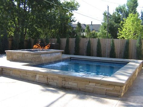 Pool And Fire Pit, Spool Pool, Kleiner Pool Design, Backyard Spa, Backyard Pool Design, Pools For Small Yards, Small Swimming Pools, Small Pool Design, Small Pools