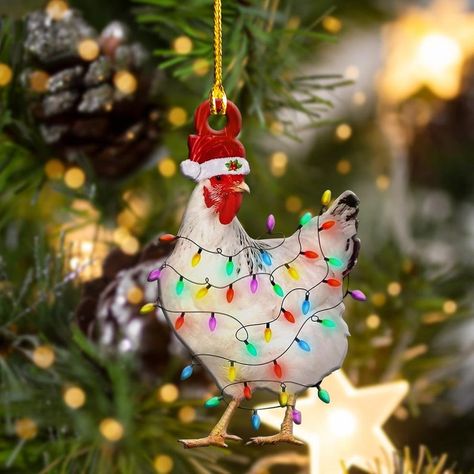 Chicken Light Shape Ornament Christmas Ornament 2020 New Home | Etsy Cute Ornaments, Couples Christmas Ornament, Christmas Light Ornament, Christmas Clearance, Hanging Christmas Tree, Plastic Sheet, Chicken Lovers, Farm Decor, Christmas Tree Farm