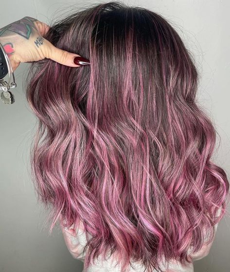 Joico Color Intensity on Instagram: “Dusty Pink or Smoky Rose? Dreaming in #joifull pink hues with #JoicoIntensity. 🌪💖⁣ ⁣ @new_hair_new_you_’s #JoicoIntensity Formula:⁣ ⁣…” Dusty Rose Hair Dye, Rose Pink Highlights Dark Hair, Dusty Pink Peekaboo Hair, Dusty Rose Hair Color Formula, Dusty Pink Highlights Brunette, Dusty Rose Hair Color, Dusty Pink Hair, Dusty Rose Hair, Rose Hair Color