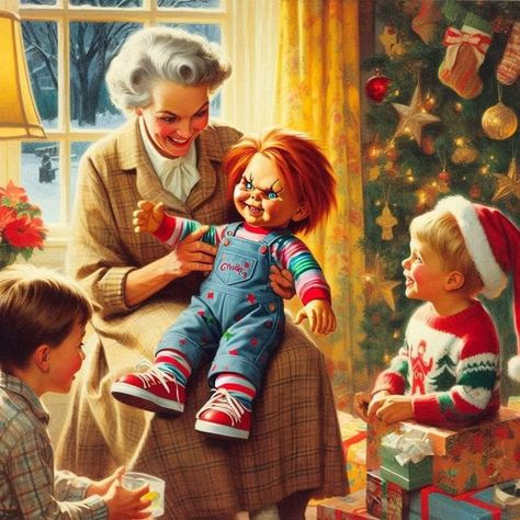 Andy_Barclay - Horror icons at Christmas 🎄🎁 Christmas Horror Art, Scary Christmas, Christmas Horror, Bride Of Chucky, Creepy Christmas, Creepy Pictures, Horror Icons, Horror Show, Horror Movie Posters