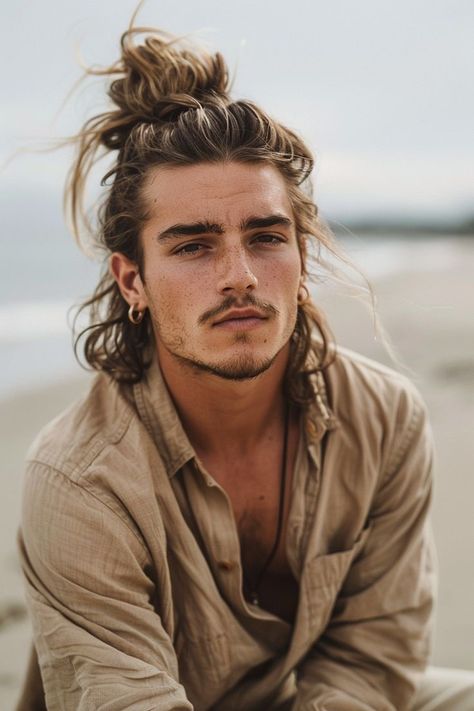 Surfer Guys With Long Hair, Curly Man Haircut Long, Long Hair Men Fashion, Male Long Hair Aesthetic, Men Long Hair Aesthetic, Men With Long Hair Aesthetic, Men’s Long Curly Hair Styles, Hairstyles For Long Hair Men, Mens Long Hair