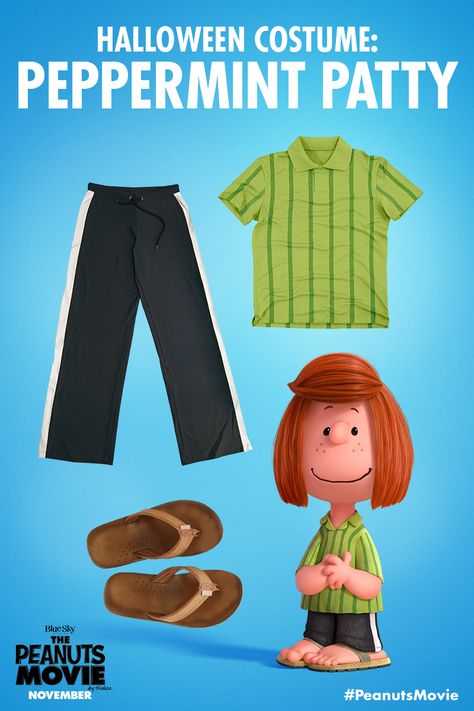 Be a Peppermint Patty this Halloween! Who’s in? Peanuts Gang Halloween Costumes, Peanuts Gang Costumes Diy, Peanuts Costumes Family, Charlie Brown Halloween Costumes Family, Charlie Brown Characters Costumes, Charlie Brown Costume Group, Peanuts Characters Costumes, Charlie Brown Family Costume, Peppermint Patty Costume