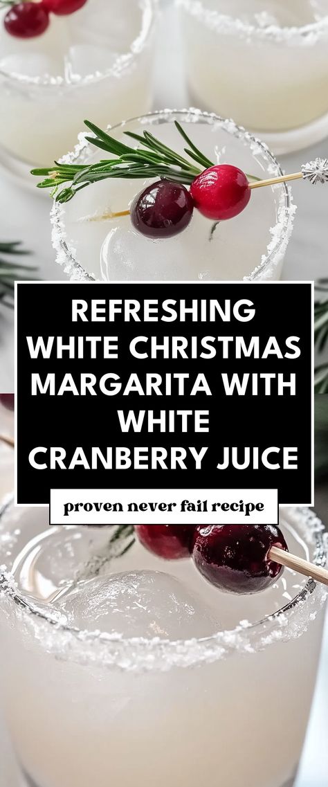 Image for Refreshing White Christmas Margarita with White Cranberry Juice Christmas Drinks With White Cranberry Juice, Pre Batched Christmas Cocktails, White Christmas Margarita Pitcher Recipe, Christmas Drinks By The Pitcher, Christmas Mistletoe Margarita Recipe, White Cranberry Margarita Pitcher, White Christmas Margarita Punch, Christmas Punch Ideas Alcoholic, Christmas Party Pitcher Drinks