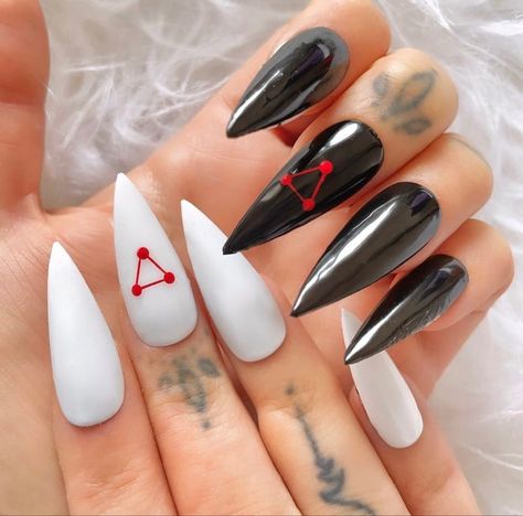 Jjk Themed Nails, Anime Acrylic Nail Designs, Megumi Nails, Nail Designs Anime, Anime Nails Simple, Hxh Nails, Simple Anime Nails, Anime Nails Acrylic, Anime Themed Nails