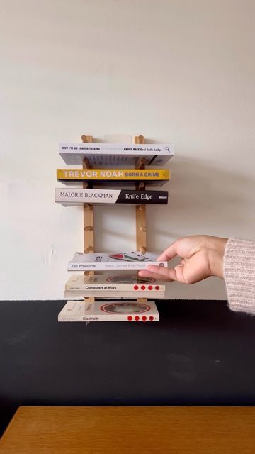 Dish Rack Book Shelf, Plate Rack Bookshelf, Kitchen Bookshelf Ideas, Diy Shelf Ideas, Bookshelf Hack, Pallet Stool, Diy Plate Rack, Bedroom Bookshelf, Bookshelf Diy