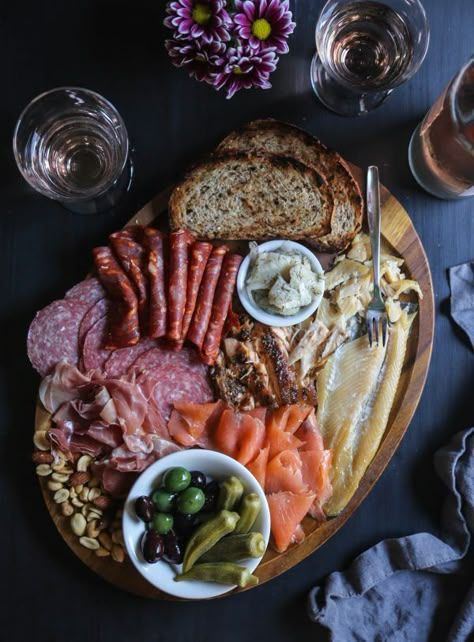 Smoked Fish Charcuterie Board, Salmon Belly, Pickled Herring, Happy Hour Appetizers, Salmon Smoked, Meat Board, Fish Board, Tinned Fish, Fresh Salmon