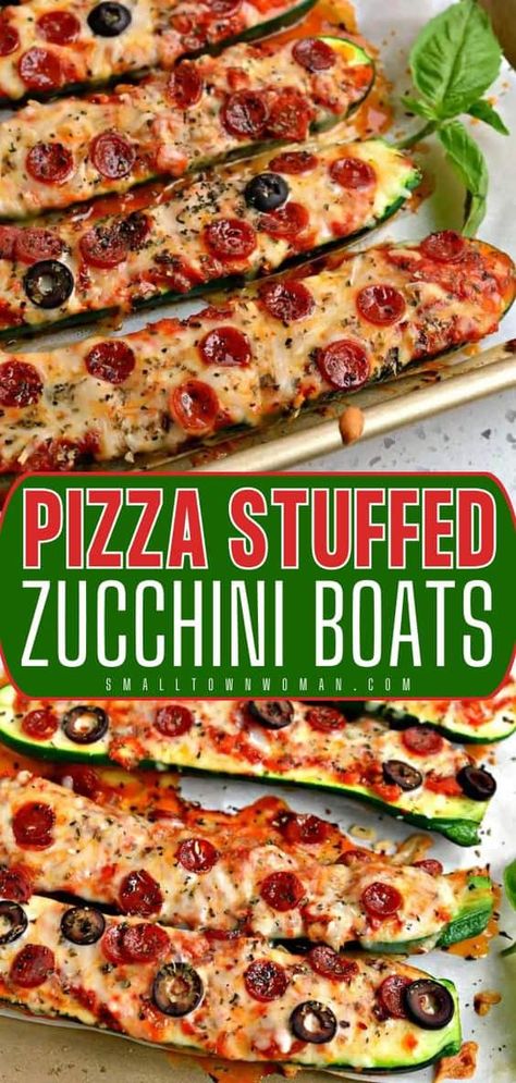 Here's an easy zucchini recipe that's ready in just 30 minutes! It lets you have a family dinner idea that's fun to eat. Baked with marinara, garlic, cheese, and pepperoni, these Pizza Stuffed Zucchini Boats taste amazing while being low-carb! Super Quick Dinner, Zucchini Boat Recipes, Green Diet, Stuffed Zucchini Boats, Zucchini Pizzas, Stuffed Zucchini, Zucchini Boats, Boiled Egg Diet Plan, Low Carb Dinner Recipes