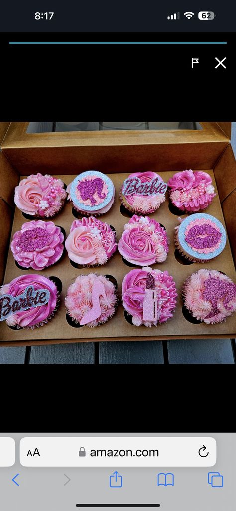 Hot Pink Cupcakes, Barbie Cupcakes, Cupcake Piping, Barbie Cake, Pink Barbie, Pink Cupcakes, Girl Cakes, 5th Birthday, No Bake Cake